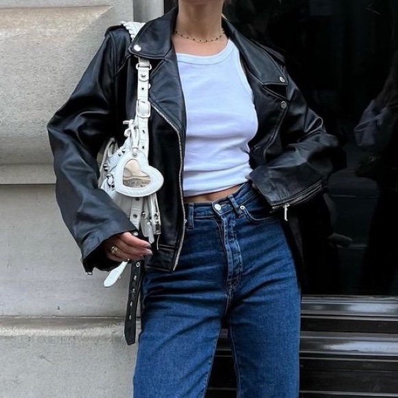 Zara Jackets & Blazers - Zara sheep leather biker jacket black